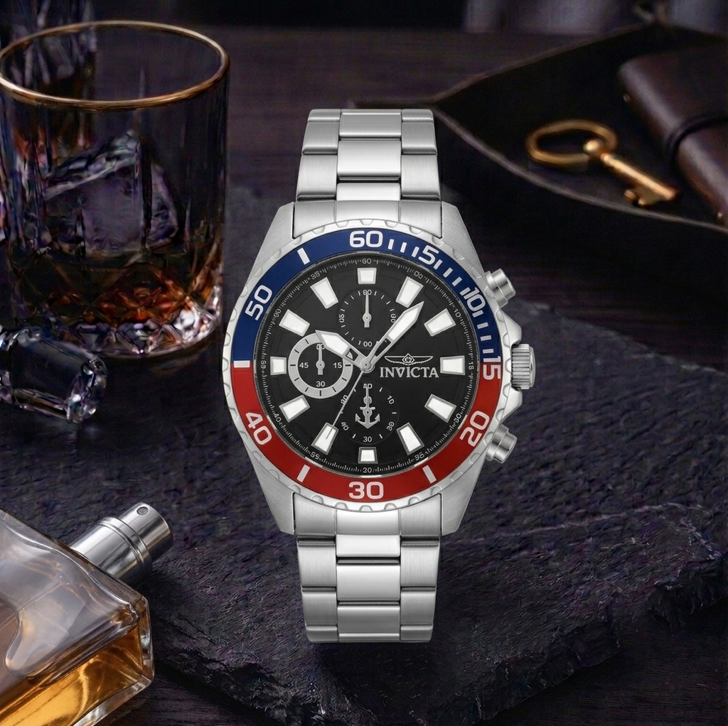 Invicta Ocean Voyage Men's Watch – Steel, Black Dial, Model 48832